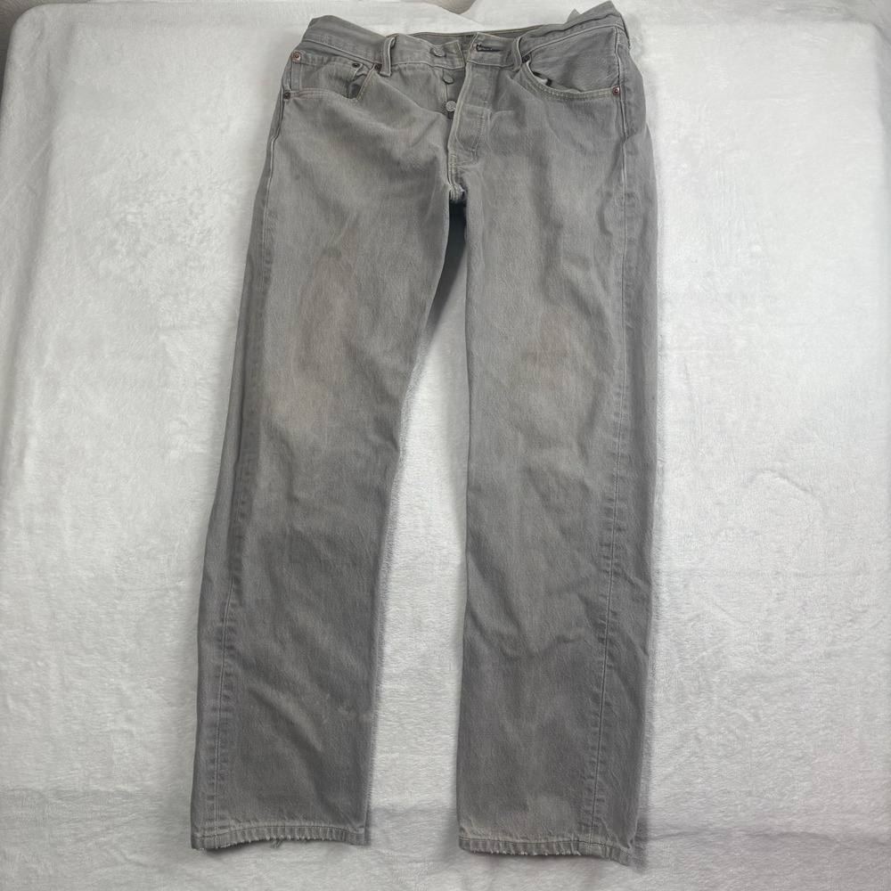 Levi's 501‎ Button Fly Grey Denim Jeans Men's 34" W x 30" Inseam